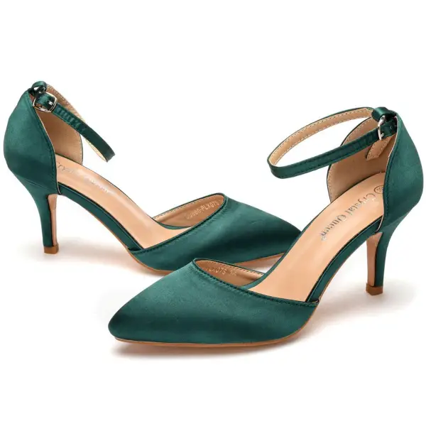 Schlicht Schwarz Ball Sandalen Damen 2024 Knöchelriemen 7 cm Stilettos Spitzschuh Hochhackige
