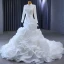 Muslim White Cascading Ruffles Wedding Dresses 2023 Trumpet / Mermaid High Neck Long Sleeve Chapel Train Wedding