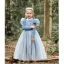 Fashion Sky Blue Star Sequins Birthday Flower Girl Dresses 2023 A-Line / Princess High Neck Puffy Short Sleeve Tea-length Flower Girl Dresses