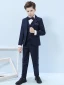 Navy Blue Long Sleeve Boys Wedding Suits 2022 Wedding Coat Pants Shirt Tie Vest