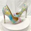 Ungewöhnlich Multifarben Gekritzel Ball Pumps 2022 12 cm Stilettos Spitzschuh Pumps Hochhackige
