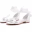 Sexy Weiß Satin Ball Flache Sandalen Damen 2023 Knöchelriemen Peeptoes Sandaletten