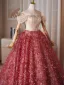 Fashion Red Beading Sequins Tassel Prom Dresses 2026 Ball Gown Off-The-Shoulder Short Sleeve Backless Floor-Length / Long Formal Dresses