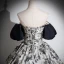 Elegante Schwarz Drucken Ballkleider 2024 Ballkleid Off Shoulder Kurze Ärmel Rückenfreies Lange Ball Festliche Kleider