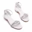Sexig Vita Rhinestone Platt Brudskor 2023 Ankelband Peep Toe Bröllop Sandaler
