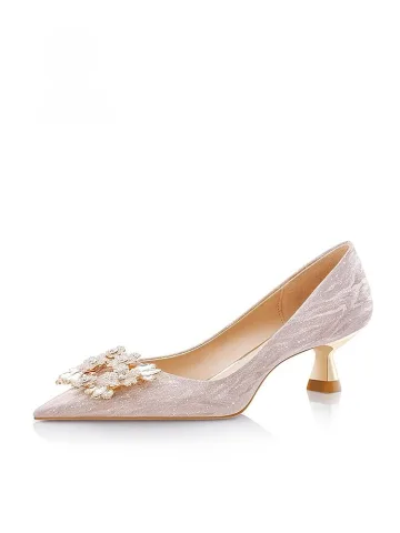 Glittrande Guld Rhinestone Paljetter Läder Brudskor 2026 5 Cm Stilettklackar Spetsiga Bröllop Pumps Högklackade