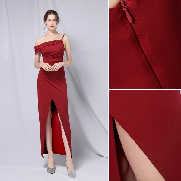 Modest / Simple Black Party Dresses 2022 Trumpet / Mermaid Spaghetti Straps Sleeveless Backless Floor-Length / Long Evening Party Cocktail Party Formal Dresses
