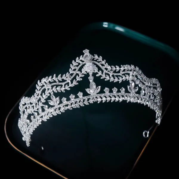 Chic / Belle Blanche Faux Diamant Alliage Mariage Tiare Accessoire Cheveux Mariage 2022