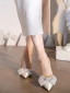 Elegant Ivory Rhinestone Bow Wedding Shoes 2022 Leather 8 cm Stiletto Heels Pointed Toe Wedding Pumps High Heels