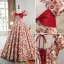 Elegant Burgundy Printing Prom Dresses 2023 Ball Gown Square Neckline Bow Short Sleeve Backless Sweep Train Prom Formal Dresses