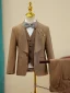 Fashion Brown 6-piece Birthday Bow Boys Wedding Suits 2023 Body Jewellery Coat Pants Shirt Tie Vest