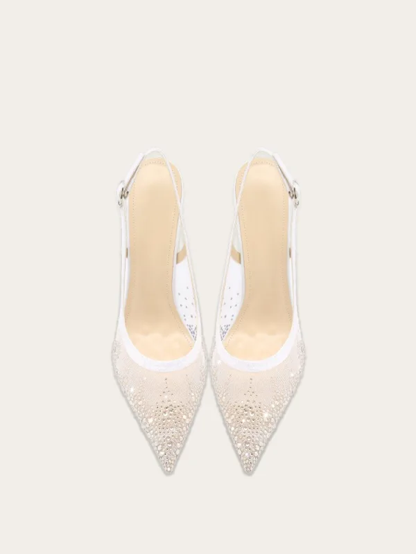 Sexy Weiß Strass Leder Brautschuhe 2025 10 cm Stilettos Spitzschuh Hochzeit Hochhackige