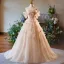 Chic / Belle Rougissant Rose Appliques Robe De Bal 2025 Robe Boule De l'épaule Manches Courtes Dos Nu Train De Balayage Promo Robe De Ceremonie