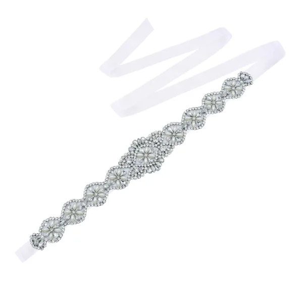 Piękne Białe Perła Rhinestone Ślub Pasy & Skrzydła 2023
