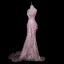 Fantaisiste Rose Bonbon Perlage Faux Diamant Paillettes Robe De Soirée 2026 Satin Trompette / Sirène Bustier Sans Manches Dos Nu Train De Balayage Robe De Ceremonie