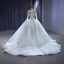 Luxury / Gorgeous White Handmade  Beading Rhinestone Pearl Sequins Wedding Dresses 2023 Ball Gown Scoop Neck Long Sleeve Backless Court Train Wedding