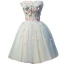 Charmant Été Bleu Ciel Courte Robe De Fête 2022 Robe Boule Bustier Perlage En Dentelle Fleur Appliques Sans Manches Dos Nu Robe De Ceremonie
