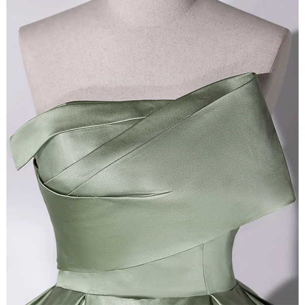 Vintage / Retro Chic / Beautiful Sage Green Satin Prom Dresses 2022 Ball Gown Strapless Sleeveless Backless Floor-Length / Long Prom Formal Dresses