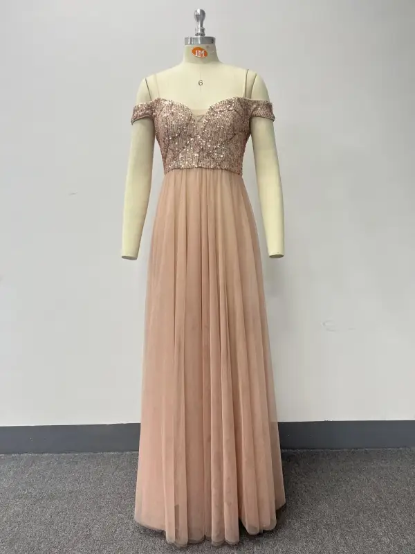 Chic / Belle Doré Paillettes Robe De Soirée 2024 Princesse Bretelles Spaghetti Sans Manches Dos Nu Longue Promo Robe De Ceremonie