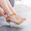 Chic / Beautiful Flower Fairy Multi-Colors Wedding Shoes 2022 Lace Flower Pearl T-Strap 9 cm Stiletto Heels Open / Peep Toe Wedding Sandals High Heels