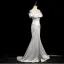 Chic / Belle Blanche Fendue devant Robe De Bal 2024 Trompette / Sirène Bustier Sans Manches Dos Nu Train De Balayage Promo Robe De Ceremonie