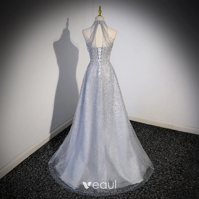 Oranje A-lijn Luxe Avond Jurken 2025 Kralen Strapless Sexy Voor Vrouwen Wedding Party HM67393