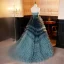 Fashion Ink Blue Cascading Ruffles Prom Dresses 2023 Ball Gown Strapless Sleeveless Backless Sweep Train Prom Formal Dresses