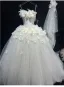 Elegant White Appliques Wedding Dresses 2025 Ball Gown Strapless Sleeveless Backless Court Train Wedding