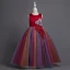 Chic / Beautiful Burgundy Appliques Pearl Lace Flower Birthday Flower Girl Dresses 2024 Ball Gown Scoop Neck Sleeveless Bow Sash Floor-Length / Long
