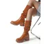 Fashion Brown Fall Winter Street Wear Sock Boots 2023 6 cm Thick Heels Round Toe Womens Boots