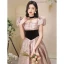 Fashion Blushing Pink Glitter Prom Dresses 2023 A-Line / Princess Square Neckline Puffy Short Sleeve Backless Bow Floor-Length / Long Formal Dresses