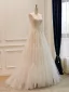 High-end Champagne Handmade  Lace Flower Wedding Dresses 2026 A-Line / Princess Spaghetti Straps Sleeveless Backless Bow Floor-Length / Long Wedding