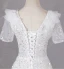 Chic / Beautiful White Beading Sequins Prom Dresses 2024 A-Line / Princess Scoop Neck Short Sleeve Backless Floor-Length / Long Prom Formal Dresses