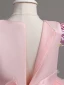 Chic / Beautiful Candy Pink Sequins Bow Sash Asymmetrical Birthday Flower Girl Dresses 2024 Ball Gown Scoop Neck Short Sleeve
