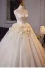 Elegant White Appliques Wedding Dresses 2025 Ball Gown Strapless Sleeveless Backless Floor-Length / Long Wedding