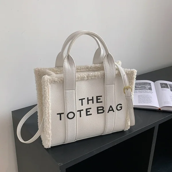Fashion Letter Graphic Women Tote Bag Women's Bags Brown Shoulder Bags Woolen PU Dating Handbag 2023