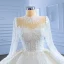 Luxury / Gorgeous White Handmade  Beading Sequins Wedding Dresses 2023 Ball Gown High Neck Long Sleeve Court Train Wedding
