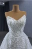 Occidental Blanche Fait main Perlage Perle Paillettes Robe De Mariée 2024 Trompette / Sirène Bustier Sans Manches Dos Nu Tribunal Train