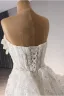 Luxury / Gorgeous White Handmade  Beading Sequins Pearl Flower Chapel Train Wedding Dresses 2024 Trumpet / Mermaid Strapless Sleeveless Backless Wedding