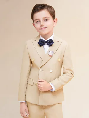 Mode Aprikos Beige Långärmad Kostym Barn Bröllop 2022 Coat Byxor Skjorta Slips Bröllop