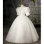 Bling Bling Ivory Pearl Sequins Birthday Flower Girl Dresses 2022 Ball Gown Scoop Neck Puffy Short Sleeve Floor-Length / Long Flower Girl Dresses