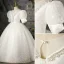 Bling Bling Ivory Pearl Sequins Birthday Flower Girl Dresses 2022 Ball Gown Scoop Neck Puffy Short Sleeve Floor-Length / Long Flower Girl Dresses