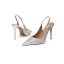 Sexy Silver Rhinestone Evening Party Womens Sandals 2025 Leather 10 cm Stiletto Heels Pointed Toe Sandals High Heels