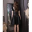 Fashion Black Rhinestone Short Evening Dresses Party Dresses 2022 A-Line / Princess Scoop Neck Puffy Short Sleeve Backless Evening Party Formal Dresses