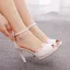 Elegant Ivory Lace Flower Wedding Shoes 2025 10 cm Stiletto Heels Ankle Strap Open / Peep Toe Wedding Sandals High Heels