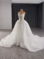Luxury / Gorgeous White Handmade  Beading Rhinestone Pearl Sequins Wedding Dresses 2024 Ball Gown Strapless Sleeveless Backless Court Train Wedding