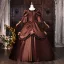 Vintage / Retro Medieval Coffee Appliques Lace Flower Ruffle Prom Dresses 2026 Ball Gown Square Neckline Short Sleeve Backless Floor-Length / Long Formal Dresses
