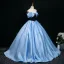 Elegant Pool Blue Prom Dresses 2025 Ball Gown Strapless Sleeveless Backless Floor-Length / Long Prom Formal Dresses
