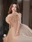 Charmant Rougissant Rose Robe De Soirée 2022 Princesse Bretelles Spaghetti Volants Sans Manches Dos Nu Perlage Longue Soirée Robe De Ceremonie