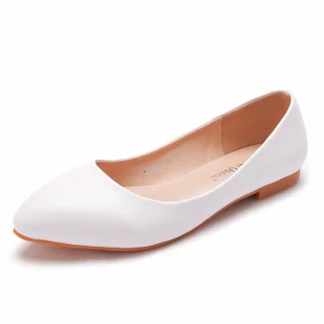 Simple Blanche Désinvolte Plat Chaussures Femmes 2023 À Bout Pointu Chaussures Femmes Talons
